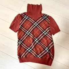バーバーリーブルーレーベル半袖ニット赤秋服BURBERRYLONDON