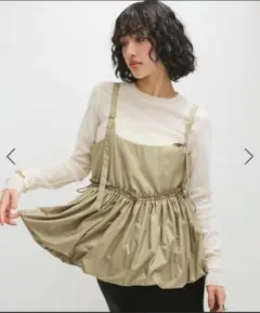 美品　アダムエロペ サスペンダーペプラムジレセットベロアプルオーバー