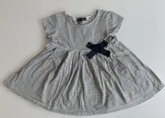 べべ ネイビー ストライプ リボン付き ワンピース 90