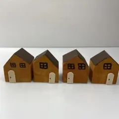 ハンドメイド 木材 ミニチュア おうちオブジェ 4個