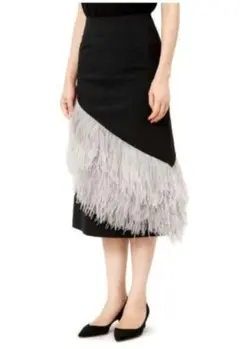 ☆美品☆LE CIEL BLEUルシェルブルー フェザータイトミディスカート　黒