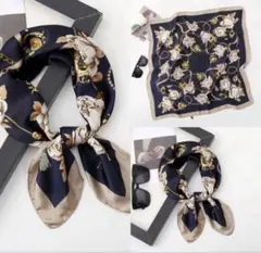 【訳あり】ネイビー大花柄スカーフ④