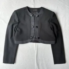 美品 ショート丈ジャケット 長袖 ノーカラー フォーマル 冠婚葬祭 礼服 喪服のサムネイル