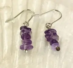 新品のハンドメイド作品！＊ステンレスフック＊天然石のプチピアス　アメジスト