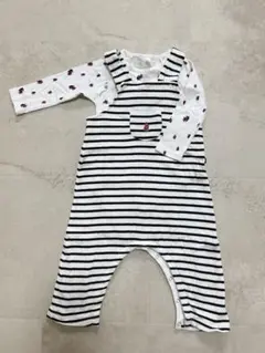 プチバトー　12ヶ月74㎝　サロペット&ボディセット