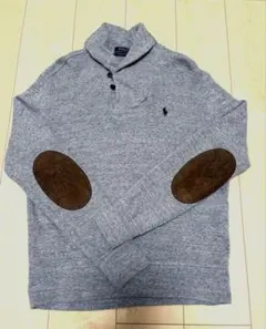 ポロラルフローレン　ニット　エルボーパッチ　グレー　Mサイズ