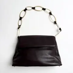GUCCI 2985 オールド ゴールド金具 レザー ハンドバッグ ブラウン