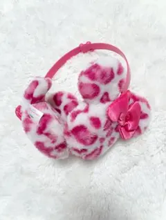 ミニー　耳あて　イヤーマフ　ヒョウ柄　ピンク　ディズニー