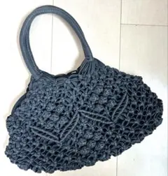 David Scott ブラック レザーデザインハンドバッグ