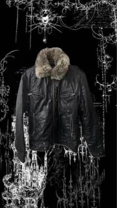 ファー付きレザージャケット　y2k グランジ　お兄系