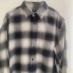 ユニクロ 長袖シャツ XL オンブレチェック UNIQLO シャドーチェック 黒