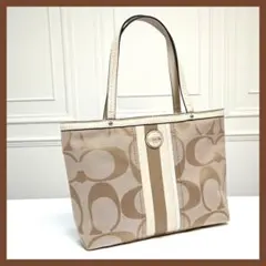 COACH ミニハンドバッグ ミニトートバッグ シグネチャー ベージュ