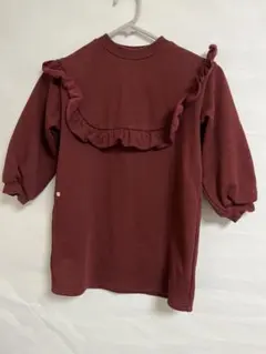 【アプレレクール】110cm ワンピース 裏起毛 ボルドー 秋冬 キッズ 子供