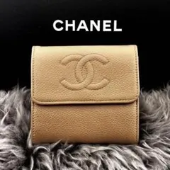 【美品✨】シャネル 財布 ココステッチ キャビアスキン Wホック 三つ折