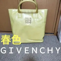 春色イエロー ジバンシィ ロゴ付き牛革バッグ！