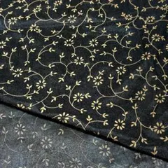 黒×ベージュ 小花柄 化繊系生地 112cm幅×1.7m ハンドメイド 生地