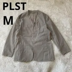 PLST プラステ ストレッチナイロン ノーカラージャケット M ベージュ