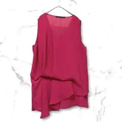 ZARA BASIC ピンク Vネック ノースリーブ チュニックLサイズ