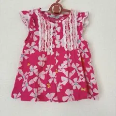 ハッカキッズ　トップス　チュニック　110 花柄　ブラウス　ピンク　ブラウス　桃