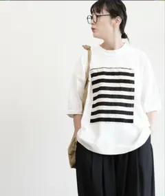prit 5分袖フレームＴシャツ　ボーダーのサムネイル