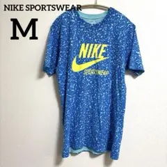 【希少】ナイキスポーツウェア 総柄 ロゴTシャツ ブルー Mサイズ 100%綿のサムネイル