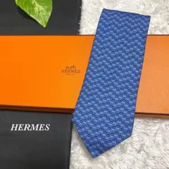HERMES エルメス　ネクタイ　箱付き　総柄　シェーヌダンクル柄のサムネイル