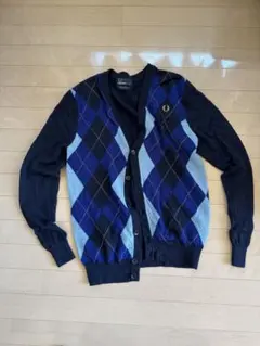 美品 フレッドペリー メリノウール100% カーディガン アーガイル Mサイズ