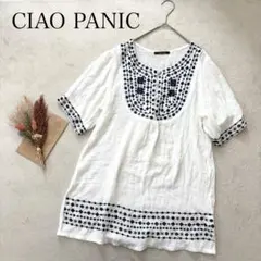 【チャオパニック】（F）刺繍チュニック ブラウス 半袖 Aライン エスニック調のサムネイル