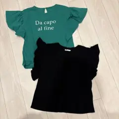 ZARA 半袖カットソー 2枚セット グリーン ブラック美品フリル