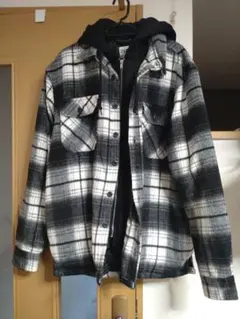 ZARA パーカーレイヤード風チェック フーディー シャツジャケット