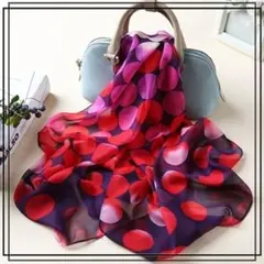 レディース スカーフ ショール ストール 水玉 ピンク 紫 シフォン UV