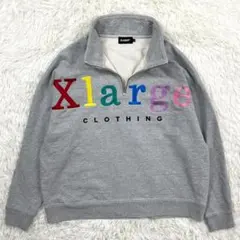 X-LARGE／エクストララージ ハーフジップ スウェット トレーナー 刺繍ロゴ