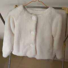 ホワイト フェイクもふもふファー コート