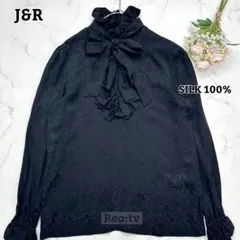 【J&R】シルク100％ ボウタイ ブラウス ジャガード織 日本製 S~Mのサムネイル