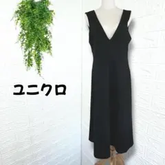 3586【ユニクロ】ブラッシュドジャージージャンパースカート ノースリーブ M