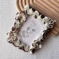 ホイップデコ トレカケース デコB8 カフェモカ 花 王冠 パール ①