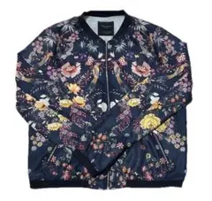 ザラ　トラファルク　ジャケット　花柄　総柄　ネイビー