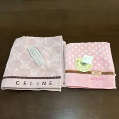 CELINE セリーヌウォッシュタオルとタオルハンカチ　2枚 ピンク