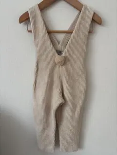 ベージュ コーデュロイ サロペットパンツ