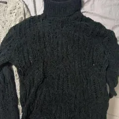 トルネードマート　 ブラック タートルネックニット L