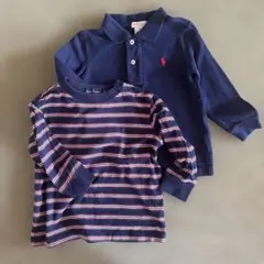 Ralph Lauren ネイビー ポロシャツ ボーダーカットソー　24M 90