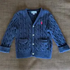【美品】ラルフローレン ケーブルニット カーディガン 80 ネイビー 12M