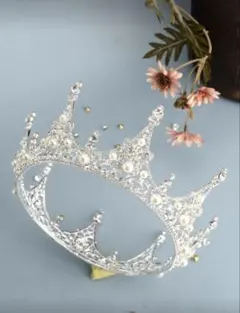 シルバー パール付きティアラ