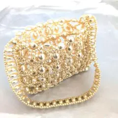 【美品】パールホワイト パーティーバッグ