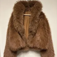 フェイクファー ショートコート 브라운 M 사이즈