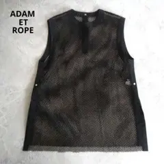 【アダムエロペ】メッシュ タンクトップ ノースリーブ タンクトップ　ブラック 黒