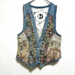 フランス製 WOOXOOM デニム レース ジャケット ドット刺繍 装飾 Y2K 
