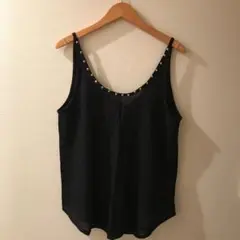 ZARA ブラウス ノースリーブ スタッズ ブラック