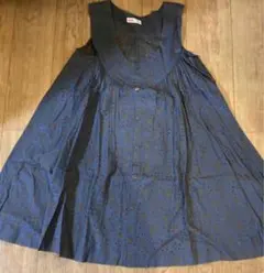 ネイビー刺繍デザインワンピース M