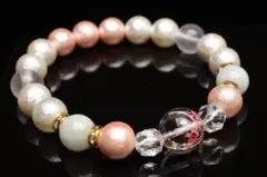 桜の興趣 サイズ選択OK 彫刻水晶桜x翡翠　天然石パワーストーンブレスレット